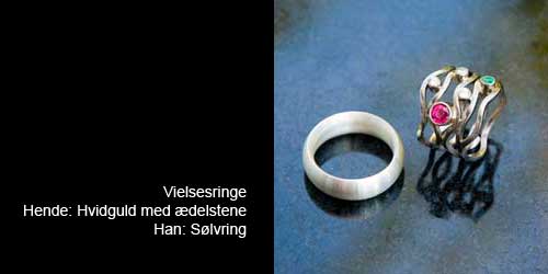 Vielsesring i hvidguld med ædelstene